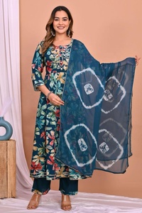 Kurti de Verano para Mujer, Marca SHUBH EXIM, Estampado, Estilo Formal, Largo hasta el Suelo, Corte Holgado, Material de Rayón, Secado Rápido, Suave y Cómodo - Product Image 2