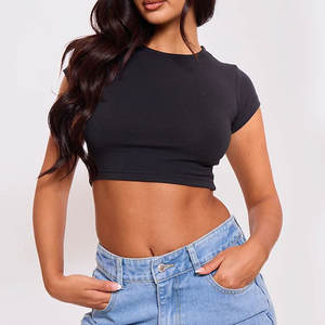 Camisas cortas personalizadas básicas ajustadas para mujer de último diseño, camisetas cortas básicas en blanco ajustadas para mujer de último diseño - Product Image 1