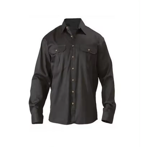 2024 nouveau Design Logo personnalisé hommes soudage FR chemises en gros confortable hommes soudage FR couleur unie à manches longues chemises boutonnées - Product Image 2