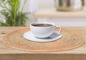 Handwoven Natural <b>Rattan</b> Round Placemat Eco Friendly Boho <b>Table</b> Mat for Dining <b>Table</b>, <b>Coffee</b> and Tea Setting from Vietnam - Product Image 3