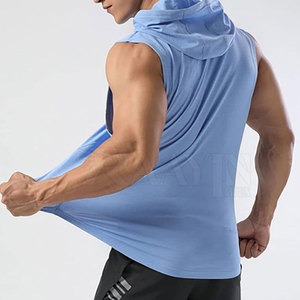 Men's Workout Hooded Tank Tops Sports Training <b>Sleeveless</b> Gym <b>Hoodies</b> Breathable Knitted Bodybuilding Cut Muscle Shirts - Product Image 4