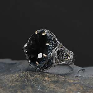Anillo de Hombre de Plata de Ley 925 de Alta Calidad Estilo Otomano Azuris VALKH1859 Turquía Joyería de Moda con Piedra Natural - Product Image 2