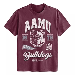 เสื้อยืดลายกราฟฟิคมหาวิทยาลัย Alabama A & M ลายบูลด็อกวินเทจพร้อมโลโก้ aamu ตัวหนาและมรดกของ1875 - Product Image 1