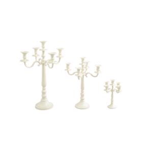 Candelabros recubiertos de polvo blanco de alta calidad, 5 brazos, superventas, candelabros de diseño antiguo hechos a mano para decoración, cantidad personalizada - Product Image 1