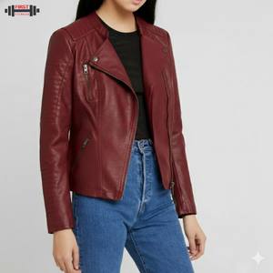 Chaqueta Bomber de Cuero Transpirable para Mujer Talla Grande 2025 con Logotipo Personalizado y Diseño de Rayas, Gran Venta - Product Image 3