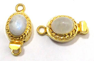 Pierre de lune pierre précieuse 1 brin 2 brins et 3 brins fermoir boîte ronde plaqué or 18 carats 23X11X10MM fermoir de fabrication de bijoux B783 - Product Image 2