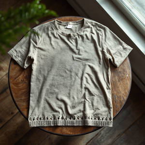 T-shirt formel pour homme en coton tricoté 100% avec ourlet brut et bordure à œillets, motif anti-plis, doux - Product Image 4