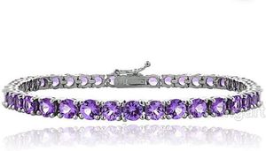 Pulsera de Plata de Ley 925 con Amatista Natural, Gema de Febrero, Brazalete Hecho a Mano - Product Image 2