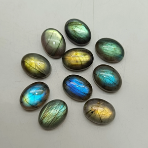Piedras de labradorita arcoíris con destellos, cabujón ovalado, piedras sueltas con base plana para la fabricación de joyas, 13x18mm, gemas naturales, par. - Product Image 4