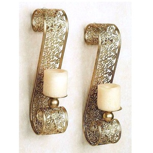 Bougeoir en métal pour la décoration de la maison porte-bougie pour l'éclairage et le jeu porte-bougie décoratif élégant finition antique - Product Image 3