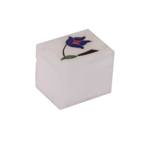 Fournisseur en gros indien de boîte à bijoux en marbre décorative avec incrustation de feuilles de fleurs, boîte de rangement en marbre décorative pour la vente en gros - Product Image 1