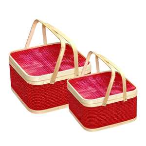 Cesta de Regalo de BAMBÚ Más Vendida con Tapa y 2 Asas, Color Personalizado Disponible, Artesanía de Mimbre, Cesta Ecológica Hecha a Mano - Product Image 1