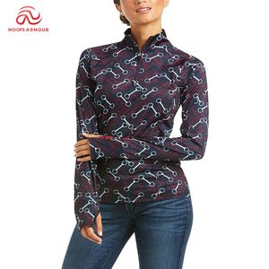 Camisa de equitación para mujer, de verano, hecha a medida, de manga larga, estampada, transpirable, de poliéster/nailon, con logotipo personalizado, marca privada - Product Image 1