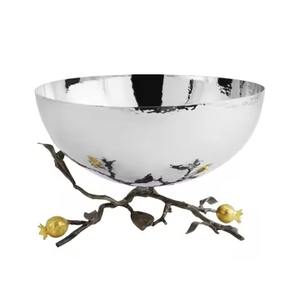 Bol décoratif en argent brillant de qualité supérieure avec design martelé en relief idéal pour la pièce maîtresse de table à manger ou l'affichage à la maison festive - Product Image 4