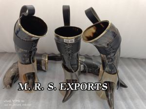 Cuerno para beber Natural de Búfalo de Venta caliente con llantas de latón, funda de ágata y cuero a los precios más baratos de M R S EXPORTS - Product Image 6