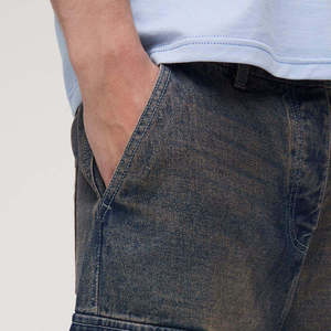 Pantalones Cortos de Mezclilla de Lona Tejida Clásica para Hombre, Cintura Media, Impermeables, Transpirables, con Bolsillos Laterales, 100% Algodón, Color Sólido - Product Image 2