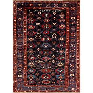 Alfombra de Lana Anudada a Mano Nuray Azul con Patrón Geométrico para Sala de Estar, Alfombra Rectangular de 9x12 para Decoración de Pasillos, Paem-1077 - Product Image 1