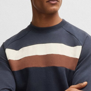 Sweat-shirt pour homme en tissu éponge de coton, coupe décontractée, prix d'usine 2026, avec design à blocs de couleur et logo personnalisé, décontracté - Product Image 2