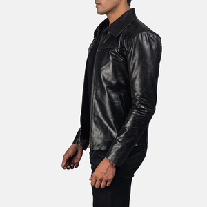 Veste en cuir véritable Mystical Premium pour hommes Manteau de vente en gros direct d'usine Élégant et décontracté Veste de couleur noire d'automne pour hommes - Product Image 4