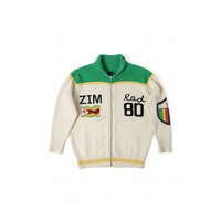 Cardigan pour homme Zim Winter Games avec motif lettres, col rabattu, motifs patchwork, manches longues, en laine/acrylique