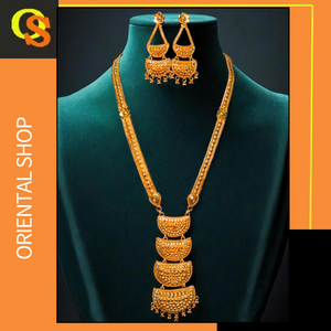 Proveedores al por mayor collar pendientes conjunto con 22K chapado en oro hecho a mano las mujeres usan collar pendientes conjunto joyería - Product Image 2