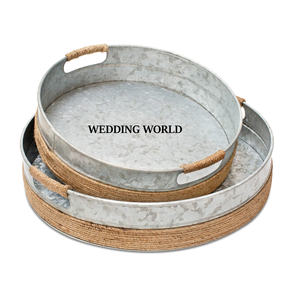 ถาดเสิร์ฟโลหะชุบสังกะสีตกแต่งโต๊ะทรงกลมดีไซน์เนอร์บ้านหรูหราทำด้วยมือถาดเสิร์ฟโลหะ - Product Image 2