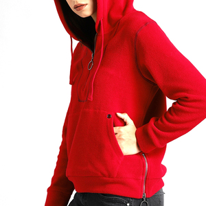 เสื้อฮู้ดผู้หญิงผ้าฟลีซผสมคอตตอนและโพลีเอสเตอร์ ปรับขนาดได้ สีพื้น สำหรับผู้ใหญ่ - Product Image 2