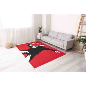 Alfombra Banksy Lanzador de Flores: Alfombra con detalles rojos impresa en 3D, con pelo suave - Product Image 5