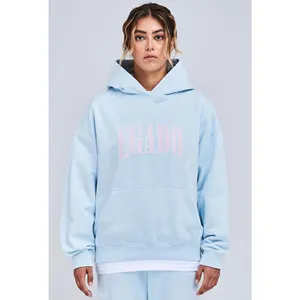 Groothandel Streetwear Kleding Unieke Hoodies 100% Katoen Zware Gewicht Vrouwen Gedrukt Hoodie Met Geen String