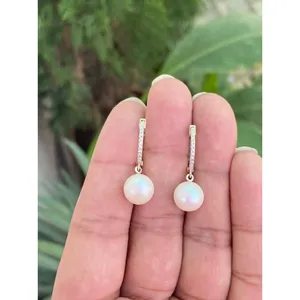 Pendientes de Plata 925 con Perlas, Accesorio de Joyería Elegante y Lujoso - Product Image 1