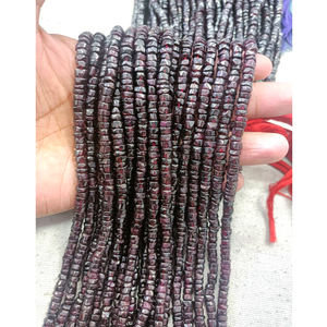 Vente en gros de perles de grenat Heishi en forme de pneu plat de 6 à 8MM, perles d'espacement naturelles, bijoux en pierres précieuses, chaîne de 14 pouces - Product Image 3