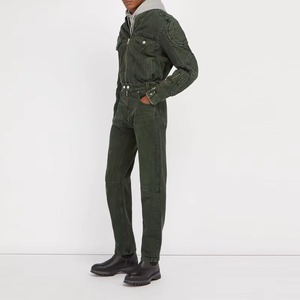 แจ็กเก็ตนักขี่จักรยานผ้ายีนส์ผู้ชายวินเทจซักได้มีหลายกระเป๋า OEM สีที่กำหนดเองสีจางลง - Product Image 3