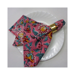 ผ้าเช็ดปากผ้าฝ้ายแท้พิมพ์ลายปักสำหรับโต๊ะอาหารผ้าเช็ดปากพิมพ์ลายบล็อกทำด้วยมืออุปกรณ์100% ล่าสุด - Product Image 3