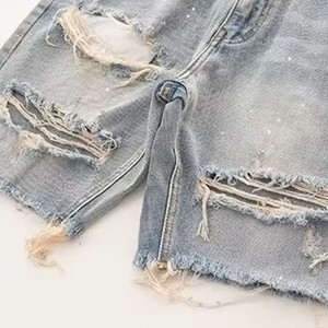 Pantalones cortos de mezclilla con estilo para hombre, pantalones cortos de mezclilla rectos de estilo Vintage, diseño rasgado informal de verano transpirable para hombres en calidad superior - Product Image 4