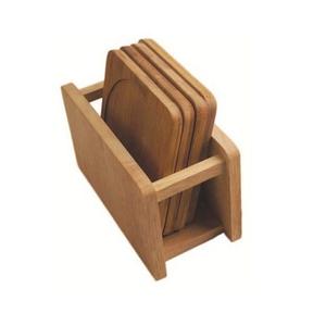Glass And Cup <b>Coaster</b> <b>Set</b> In Wooden Brown Color Square Shape <b>Coaster</b> <b>With</b> <b>Holder</b> Kitchenware Tea <b>Coasters</b> - Product Image 1