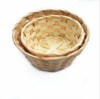 Panier de rangement rond en bois, panier cadeau, panier de service avec poignée, artisanal, écologique, multifonctionnel, Vietnam
