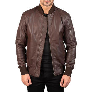 Chaqueta Bomber Clásica de Cuero Suave, Prenda Cálida y Moderna, Chaqueta Bomber de Cuero Vintage, Estilo Casual y Moderno para el Día a Día - Product Image 1