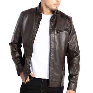 Veste en cuir pour homme de luxe, idéale pour les vêtements décontractés d'extérieur, en cuir véritable, col rabattu, épaisseur standard, automne-hiver - Product Image 1