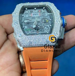 Llamativos accesorios de diamantes cultivados en laboratorio hechos con reloj de pulsera de acero inoxidable para uso regular joyería para hombres modernos - Product Image 3