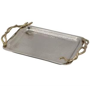 Ensemble de plateaux de service en aluminium pur martelé rectangulaire Offre Spéciale durable de qualité supérieure pour un service élégant - Product Image 2