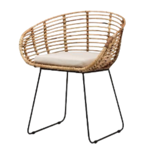 Silla de jardín de mimbre de ratán de alta calidad, muebles de balcón, silla de comedor de Patio de ratán tejida con patas de Metal para muebles de restaurante - Product Image 1
