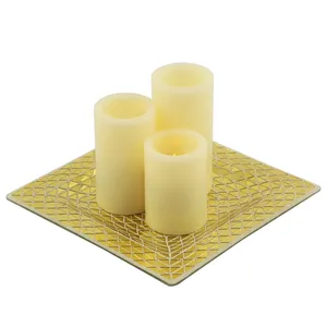 Plateau à bougie en métal doré Plateau à bougie en métal moderne de haute qualité élégant pour la décoration de table à la maison en gros - Product Image 5
