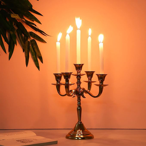 New Arrival 5-Arm Gold Color Metal Candle Stand Superior Quality Wedding Table Decor or Home Decor Elegant <b>Candelabra</b> - Product Image 5