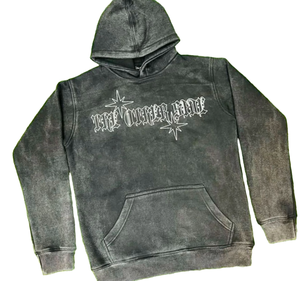 เสื้อฮู้ดซักกรดสีดำของผู้ชายเสื้อสวมหัวผ้าฟลีซผ้าฝ้าย100% แบบสวมหัวโอเวอร์ไซส์มีฮู้ดพิมพ์ลายสกรีนตัวอักษรสีดำ400gsm ออกแบบได้ตามต้องการ - Product Image 2