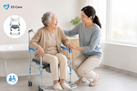 Chaise de douche et de toilette roulante portable pour personnes âgées, handicapées et en post-chirurgie
