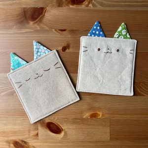 Set of 2 <b>Square</b> Shape Soft Cloth Linen Coaster for Home Restaurant <b>Table</b> Coaster - Product Image 6