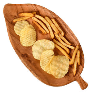 Plateau de collations en forme de feuille fait à la main en bois massif idéal pour la vaisselle et le plat de mariage de fruits de dessert de restaurant - Product Image 2