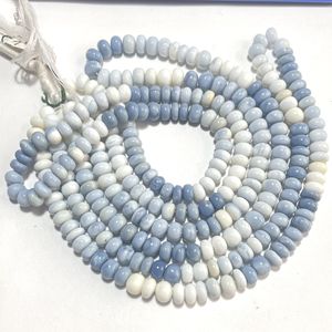 Perles en forme de rondelle unie opale bleue, perles de rondelle lisses en pierres précieuses naturelles de 7 à 8.5mm, fournitures de perles en gros - Product Image 5