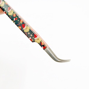 แหนบต่อขนตาธีมคริสต์มาส แหนบเคลือบกระดาษ ปลายตรง ปลายโค้ง ปลายแหลม แหนบสแตนเลส อุปกรณ์จับขนตา - Product Image 3