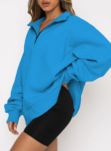 Personalizado OEM mujeres media cremallera sudaderas algodón polar de secado rápido transpirable tela al por mayor con el tamaño del logotipo y el color - Product Image 3